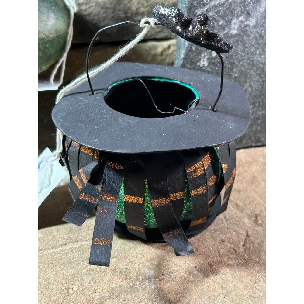 Dept 56 Paper Mache Witch and Green Jack O’ Lantern Halloween decorations READ